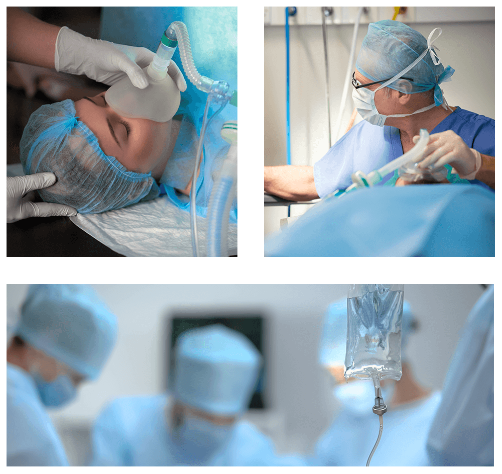 Collage of anesthesiologists and CRNAs at work to represent Ambulatory Anesthesia Solutions