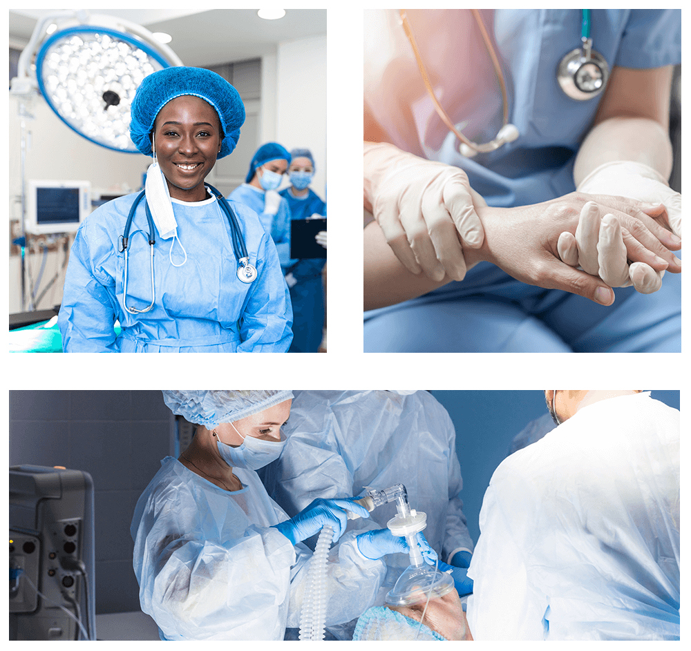 Collage of CRNA professionals at work