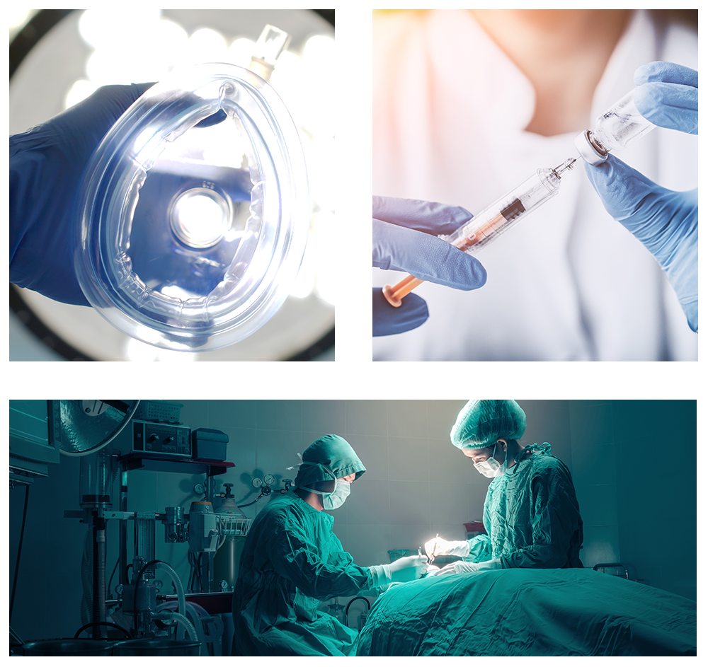 Collage of anesthesiologists at work
